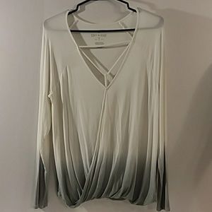 American Eagle Outfitters White Gray Ombre Blouse